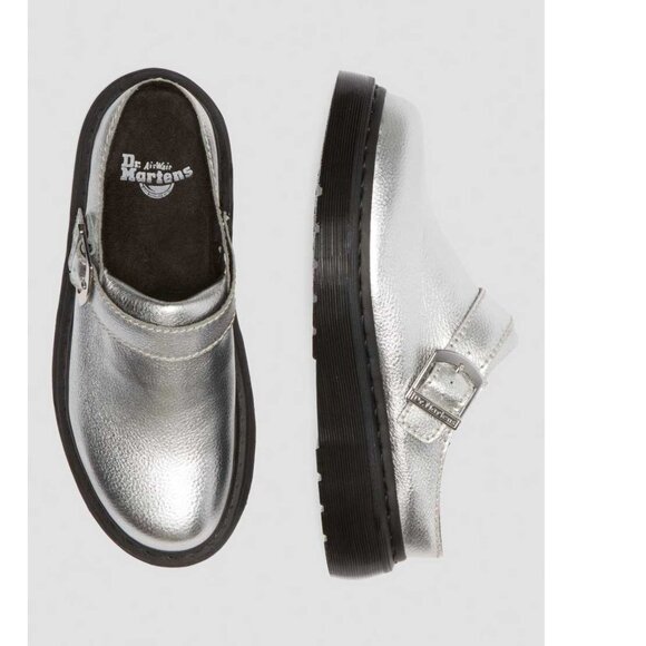 NEW Dr. Martens Laketen Atlas Slingback Platform Mules Silver - Picture 1 of 11